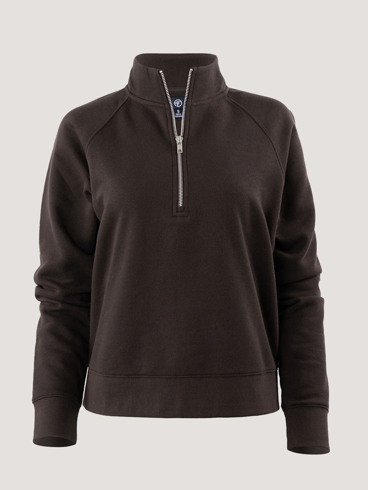 Women's Half Zip in Espresso | Fresh Clean Threads