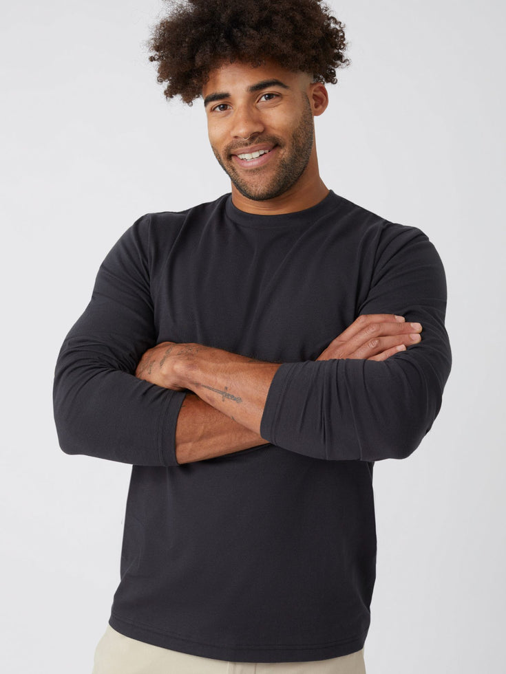 Anchor Black Long Sleeve Crew Neck | Fresh Clean Threads