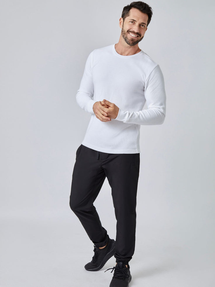 White Long Sleeve Thermal Crew | Fresh Clean Threads