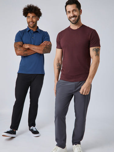 Port Red Crew Neck Tee | Studio Image Model Duo | Fresh Clean Threads