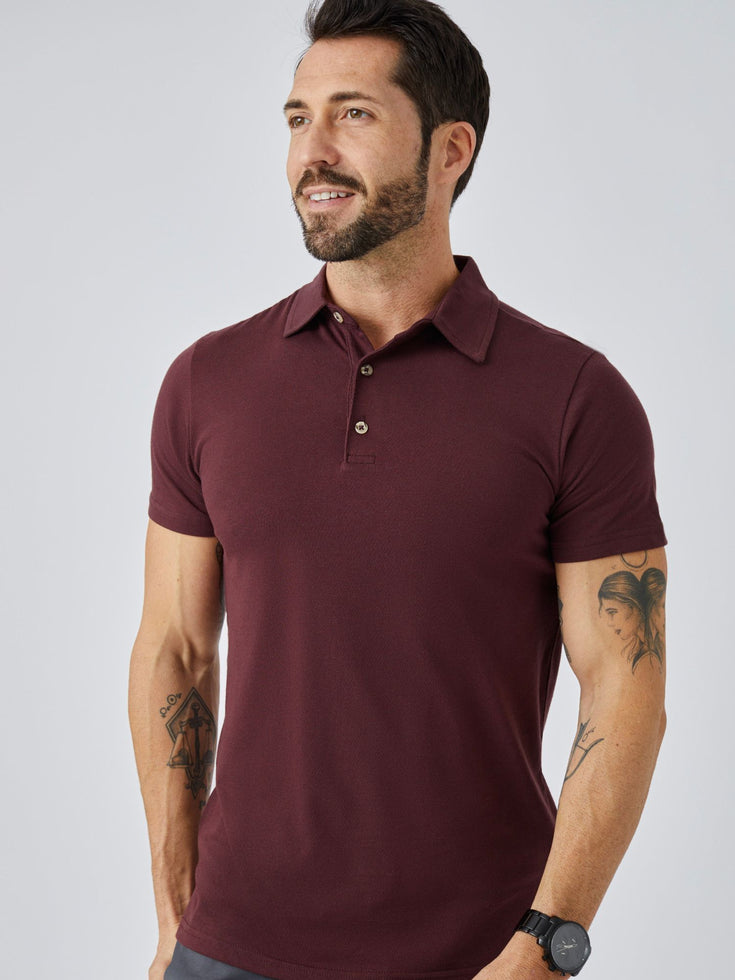 Port Red Torrey Polo | Studio Image Front Angle | Fresh Clean Threads