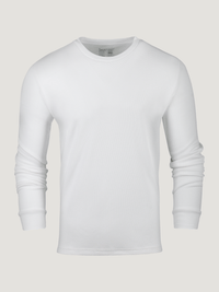 White Long Sleeve Thermal Crew Neck | Fresh Clean Threads