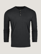 Black Long Sleeve Henley Ghost Mannequin | Fresh Clean Threads