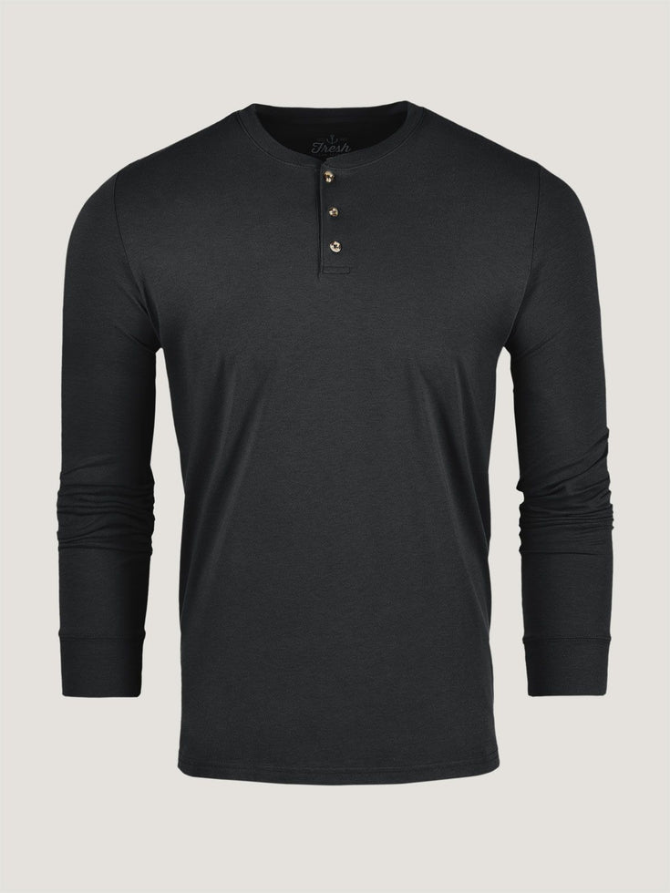 Black Long Sleeve Henley Fresh Clean Threads