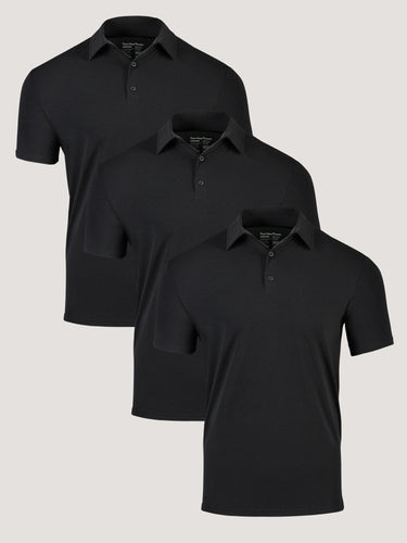 All Black Performance Polo 3-pack Ghost Mannequin | Fresh Clean Threads