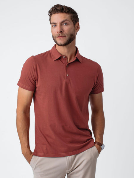 Joe is 6'2, 177LBS and wears a size L # Men's Canyon Polo | Fresh Clean Threads
