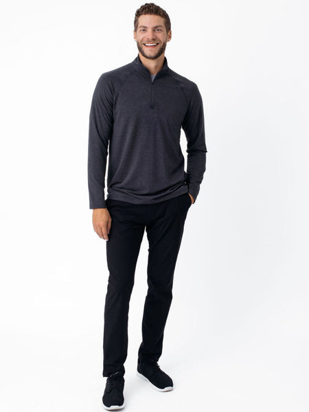 Joe is 6'2, 177LBS and wears a size L # Basic Performance Quarter Zip - Charcoal | Fresh Clean Threads