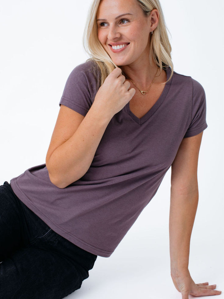 Women's T-Shirts | Purple Galaxy V-Neck | Fresh Clean Threads