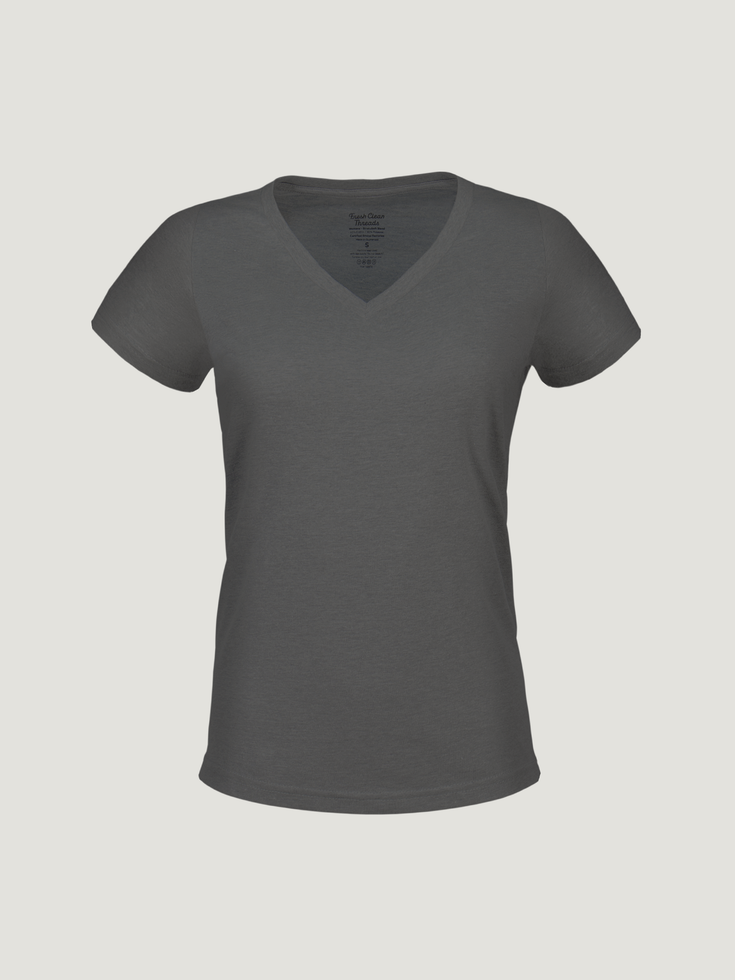 Women's Carbon Grey V-Neck T-Shirt | Fresh Clean Threads