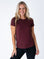 Maddy is 5'8", size 4 and wears a size S # Women's Port Red Crew Neck Tee | Fresh Clean Threads