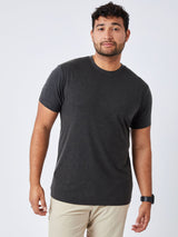 Matheus is 6', 210LBS and wears a size XL # Charcoal Performance Crew Studio Size XL | Fresh Clean Threads