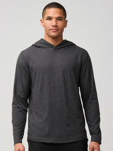 Mikah is 6'1" and wears a size medium # Tech Hoodie in Charcoal | Updated Style at Fresh Clean Threads