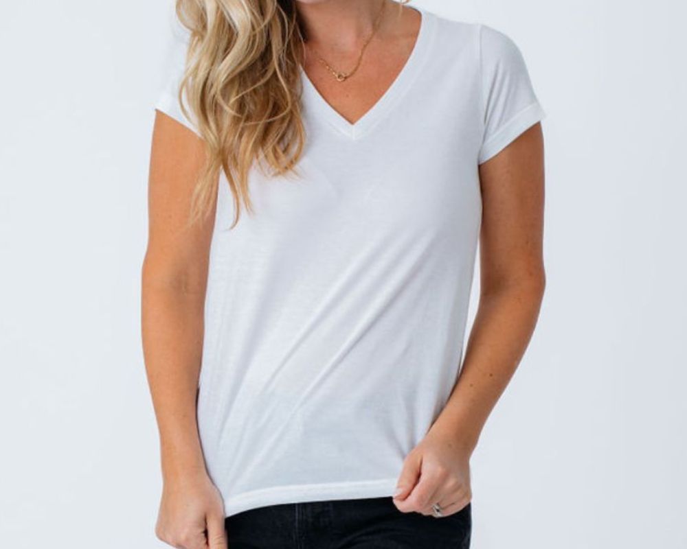 Women's Long Sleeve V-Neck tees | Fresh Clean Threads