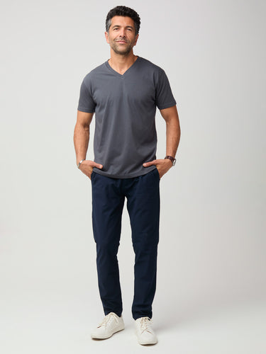 Fabric crafted for flexibility and comfort # Men's Concrete V-Necks at Fresh Clean Threads
