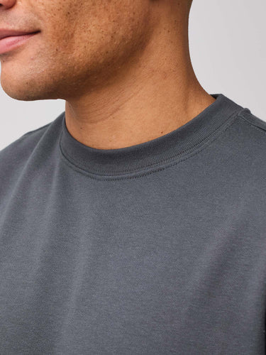 ribbed neckline for added comfort # Men's Crewneck Sweatshirt | Concrete Grey | Fresh Clean Threads