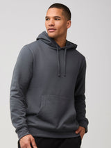 classic kangaroo pocket and hoodie tassels # Men's Pullover Hoodie in Concrete | Fresh Clean Threads