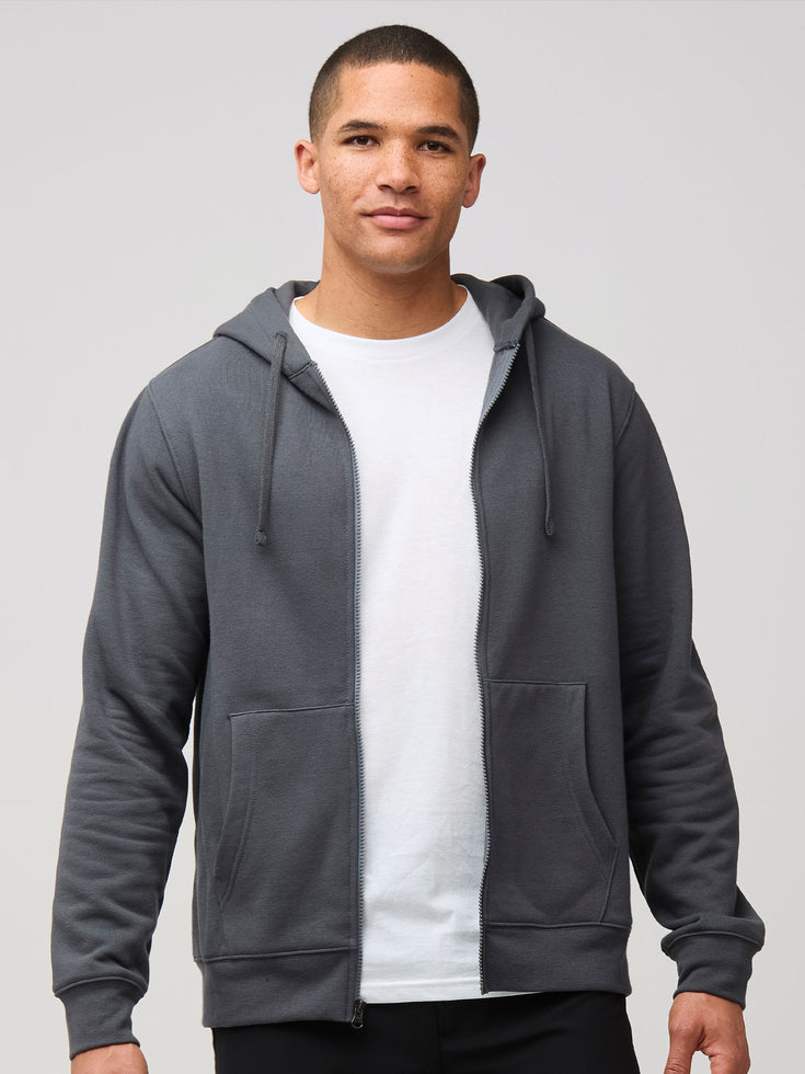 Concrete Grey Zip-Up Hoodie | Fresh Clean Threads