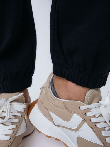 Sinched at the ankle for comfort & fit # Women's Black Terry Joggers | Fresh Clean Threads