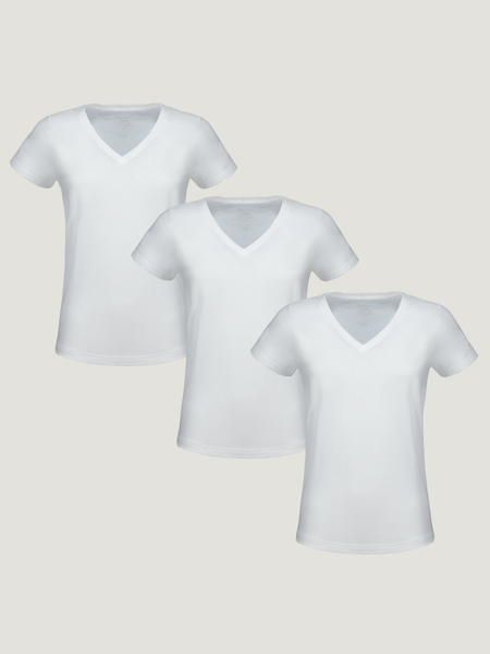 Women’s All White 3-Pack V-Neck Tees | Fresh Clean Threads