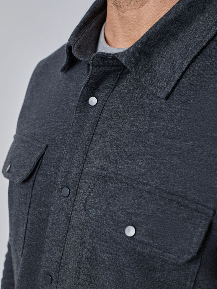 Charcoal Button Up Shacket with Pockets | Fresh Clean Threads