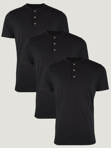 Men's Henley Shirts | Short Sleeve Black 3-Pack Shirts