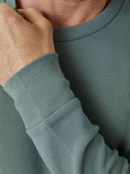 Mercury Green Thermal Long Sleeve Crew Cuff Details | Fresh Clean Threads