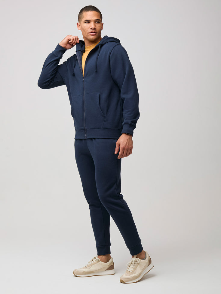 Dark Navy Zip-Up Hoodie | Men's Hoodies | Fresh Clean Threads