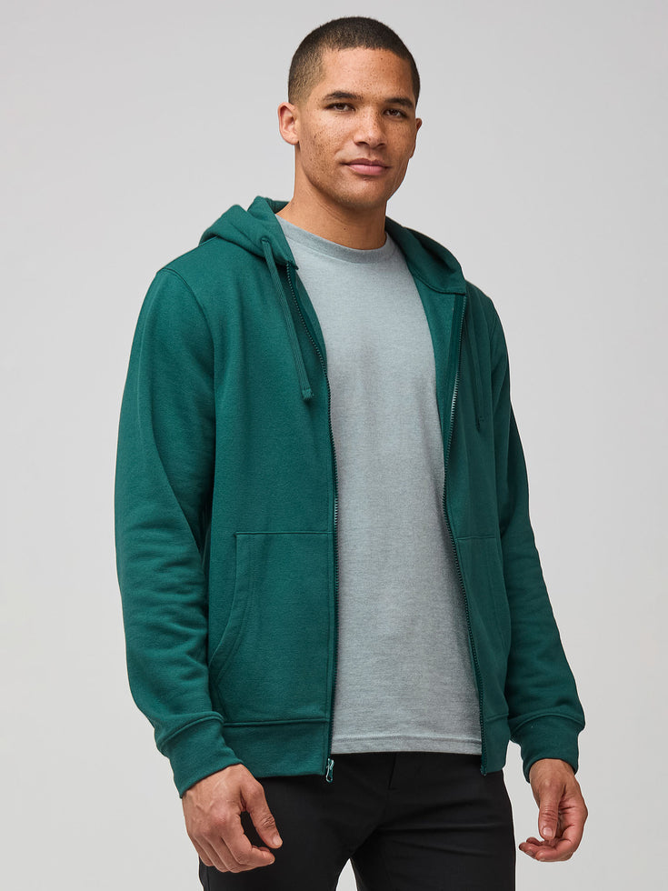 Dark Emerald Zip Up Hoodie