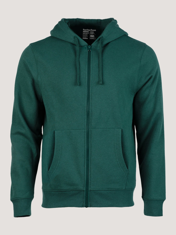 Dark Emerald Zip Up Hoodie