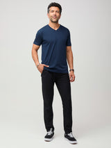 Designed to flatter a variety of body types # Men's V-Neck T-Shirt in Dark Navy | Fresh Clean Threads