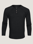 Black Slim Fit Long Sleeve Henley Ghost Mannequin | Fresh Clean Threads