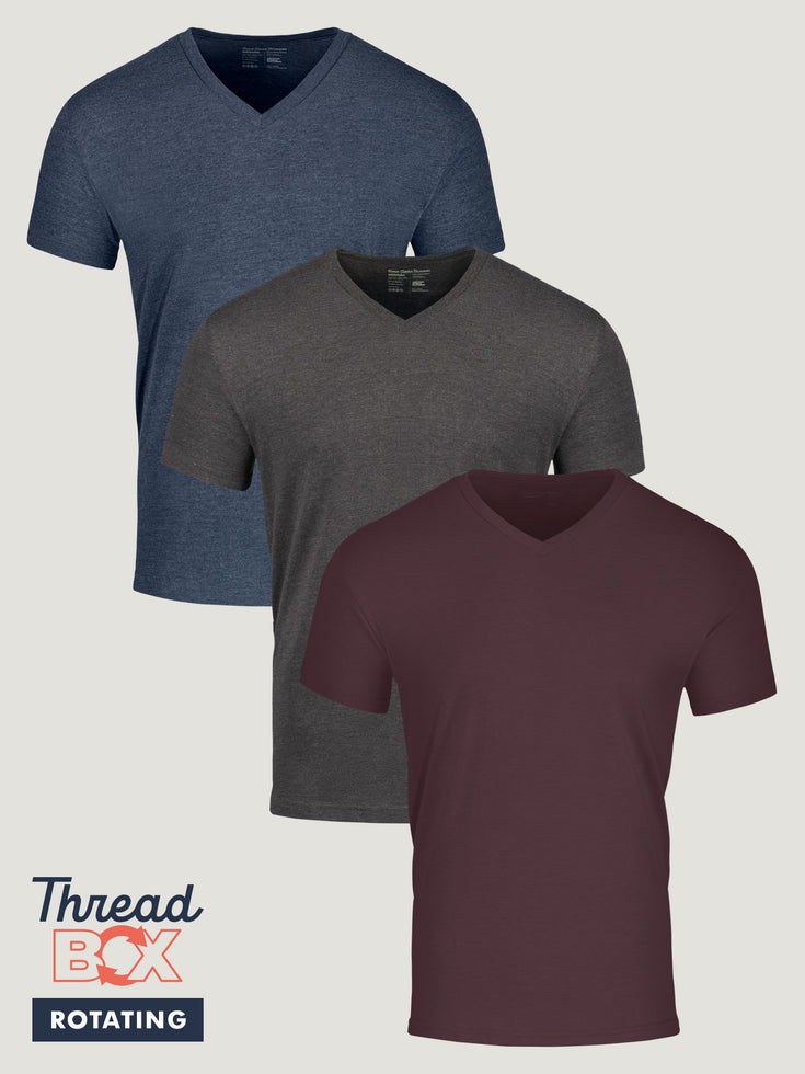 December Bold  V-Neck Tee 3-Pack | Shop Subscription Tee Packs at Fresh Clean Threads