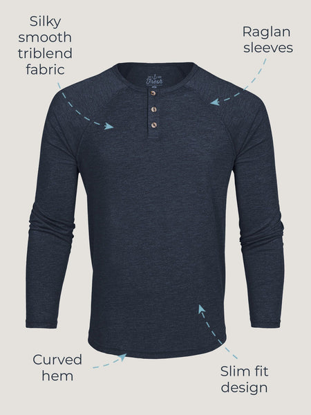 Slim Fit Long Sleeve Henley Infographic | Fresh Clean Threads