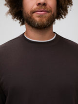 comfortable ribbed stretchy neckline # Comfortable Crew Neck Sweatshirt in Espresso |  Fresh Clean Threads Fleece Collection