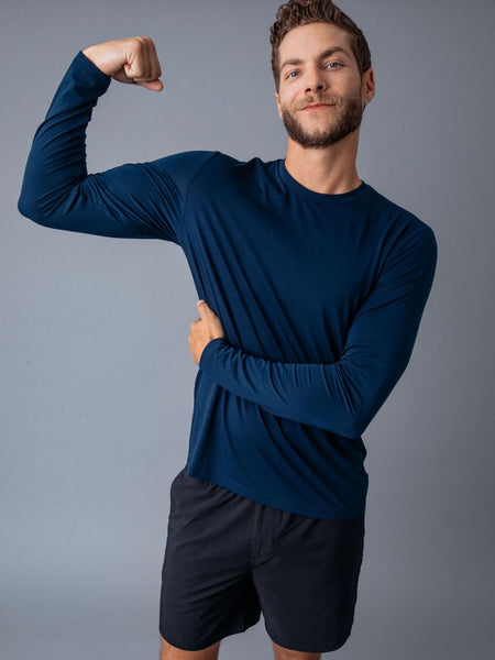unparalleled comfort and breathability # Navy Performance Long Sleeve | Fresh Clean Threads