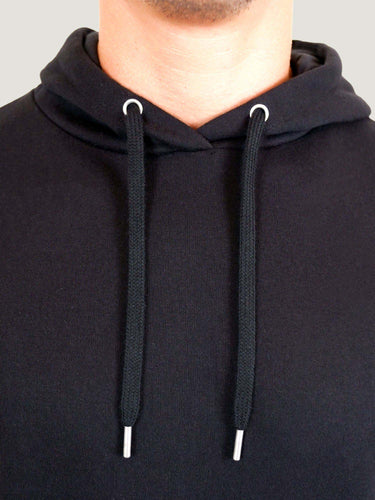 Premium brushed nickel hardware # Men's Hoodie in Black Fleece at Fresh Clean Threads