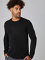 Black Thermal Long Sleeve Crew Studio Image Angle | Model Size Large | Fresh Clean Threads