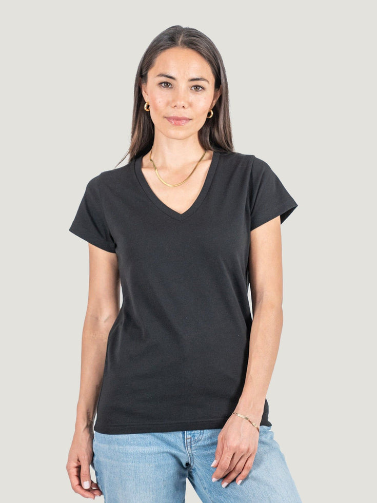 Women's Black V-Neck T-shirt (1st Gen.) | Fresh Clean Threads
