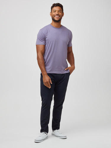 Nico is 6'4" and wears size Large Tall # Tall Tees for Tall Guys | Flint Purple | Men's Spring Colors