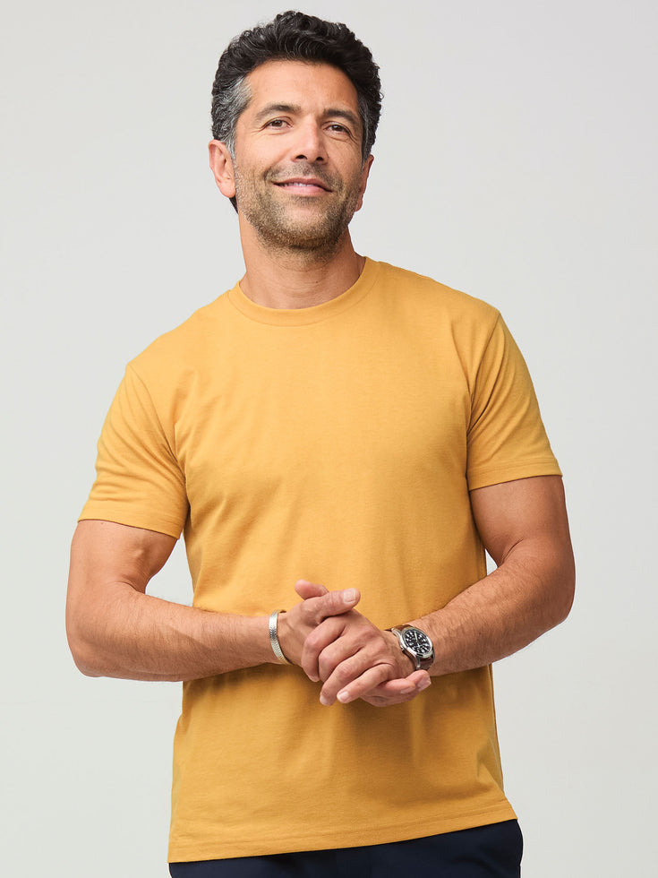 Golden Yellow Crew Neck Tee | Men's Apparel at FCT