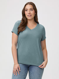 Women's V-Neck T-Shirts | Harbor Mist 