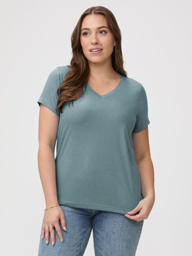 Women's V-Neck T-Shirts | Harbor Mist 