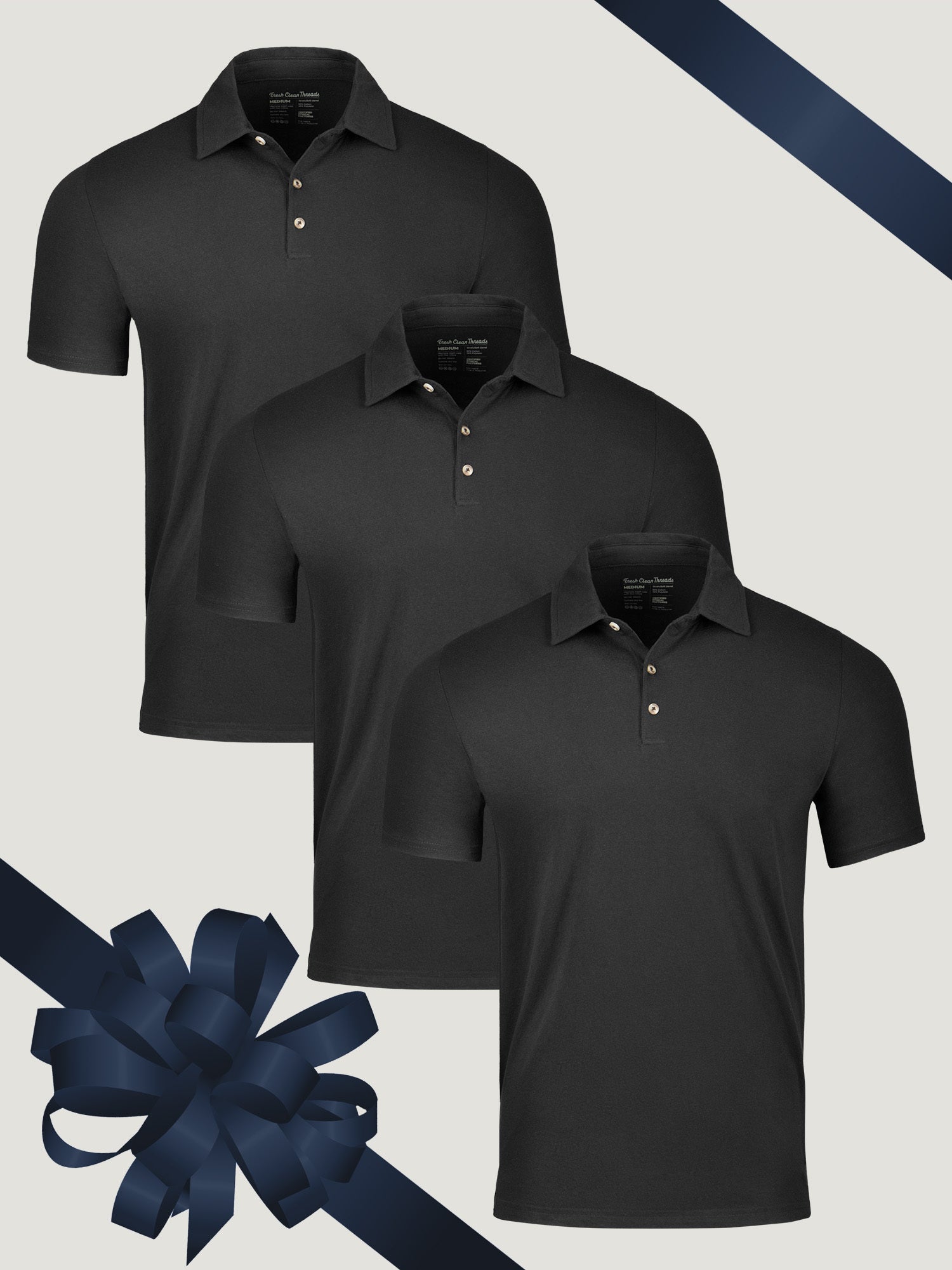 All Black Polo 3 Pack Men s Shirts Fresh Clean Tees