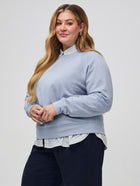Vanessa is 5'10" and wears a size 2X # Icicle Women's Crew Sweatshirt | New Style at FCT