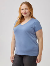 Ryn is 5'9" (size 14-16) and wears size XL # Flattering Women's Tees | Lakeshore V-Neck Tops