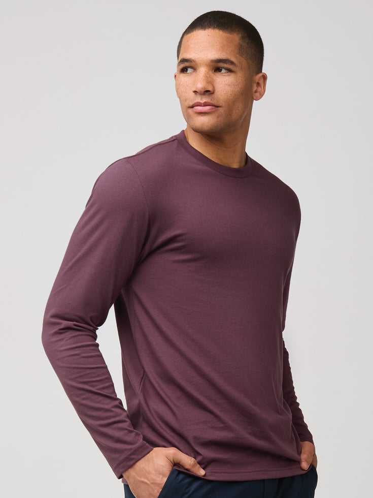 StratuSoft Long Sleeve Crew in Mahogany | Fresh Clean Threads