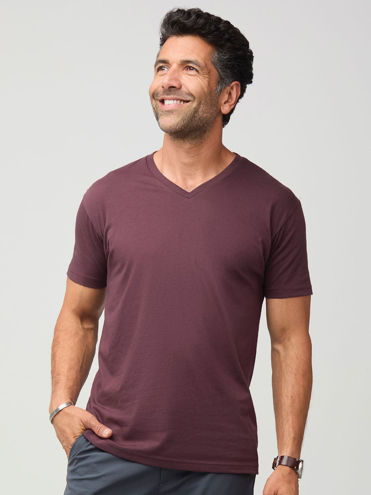 V-Neck Tee in Mahogany | Fresh Clean Threads