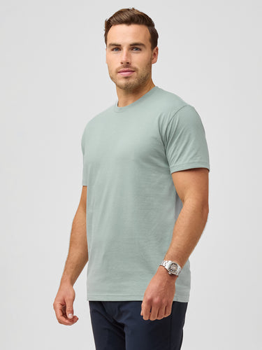 Jake is 5'11" and wears size M # Wintergreen Crew Neck Men's T-Shirt | A Tee That Fits Right & Feels Better