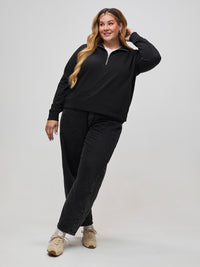 Vanessa is 5'10" and wears a size 2X # New Style: Women's Half Zip Sweatshirts at Fresh Clean Threads