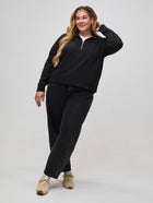 Vanessa is 5'10" and wears a size 2X # New Style: Women's Half Zip Sweatshirts at Fresh Clean Threads